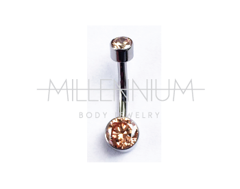 Navel Flat com Cristais Champanhe (14G)