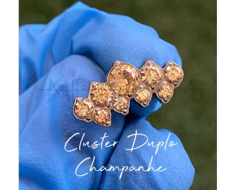 Cluster Duplo Cristais Champanhe (16G)